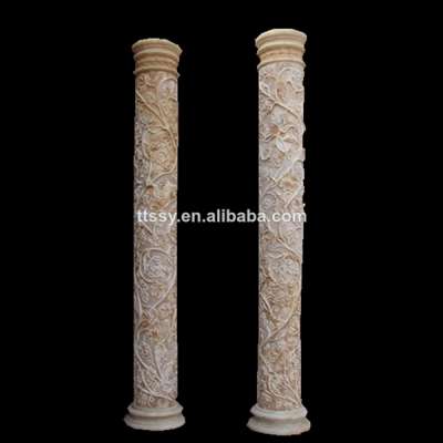 Stone decorative pillar with flower carving