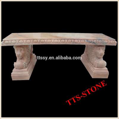 Lion carving base marble table