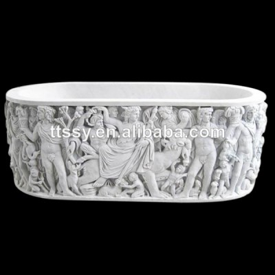 Delicate carved stone bathtub